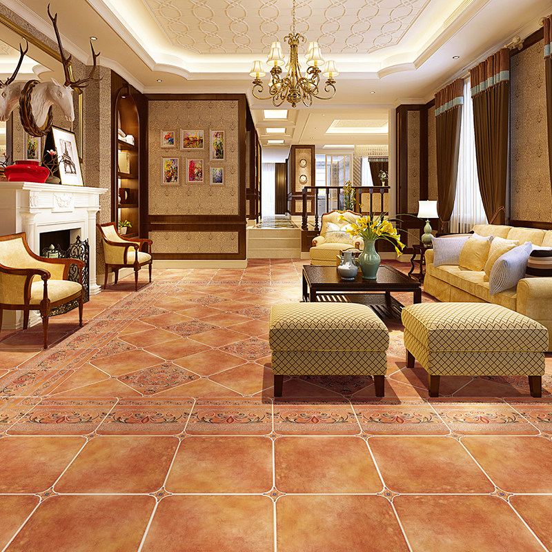美式仿古圆角砖600x600客厅田园地中海瓷砖阳台复古地砖防潮防滑