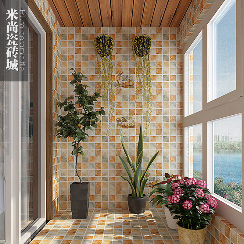美式田园墙砖300*300厨房厕所浴室瓷砖哑光地中海阳台地砖黄色