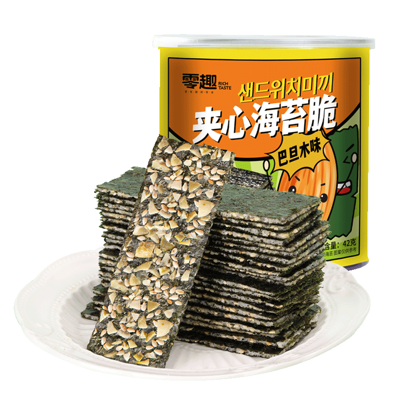 芝麻夹心海苔脆千丝罐装