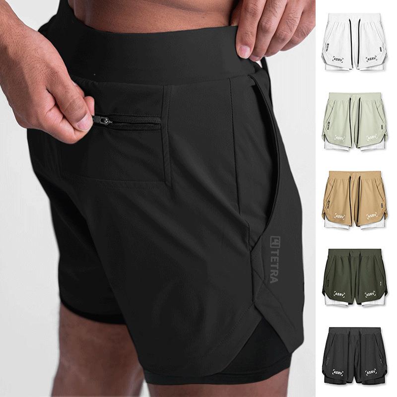 Men's sports shorts quick-drying workout pants速干双层健身裤