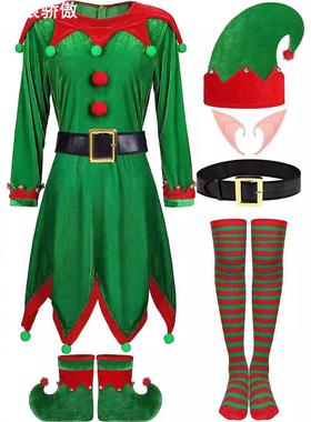 Christmas Children's Green Elf Dress圣诞可爱绿色精灵演出服