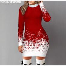 Christmas printed long sleeved dress A skirt圣诞印花连衣裙