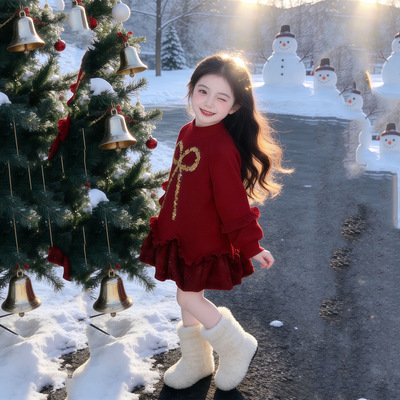 Girls'velvetdressgirls'sweater