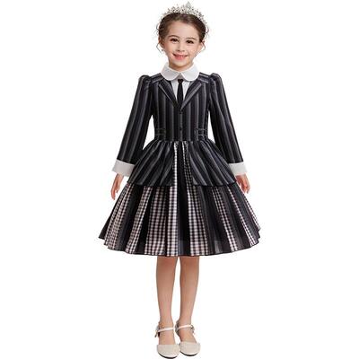 Black Striped Long Sleeve Dress for Girls on Halloween