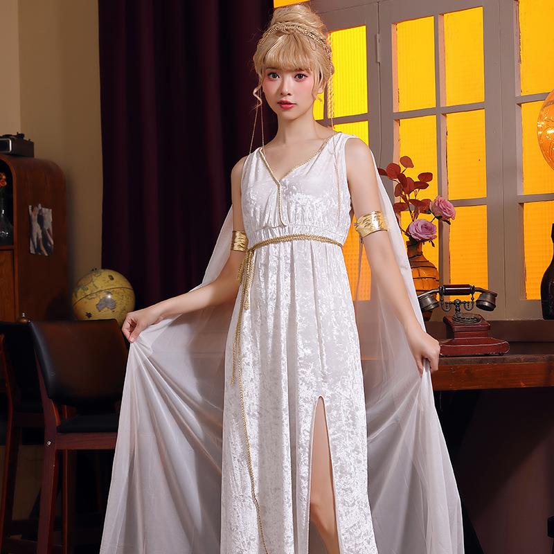 Halloween costume deep V sexy cosplay slit skirt dress裙