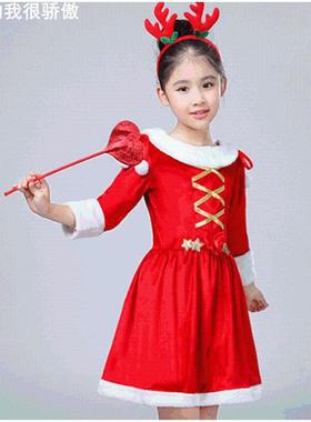 Girl's Christmas costume red dress女童圣诞节服装红色连衣裙