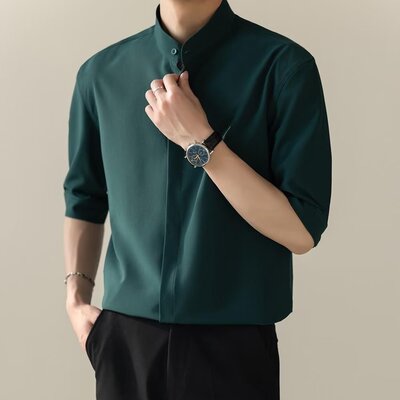 Standcollarfivesleeveshirt男士