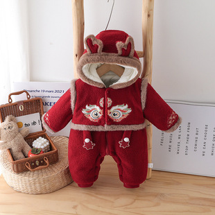Baby's winter clothes one-month celebration onesie喜庆连体衣
