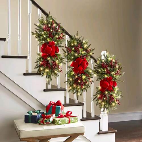 Christmas bow door decoration圣诞蝴蝶结门挂装饰