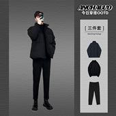 高级感加厚棉服男装 韩版 套装 棉衣冬季 外套面包服三件套 轻熟风男士