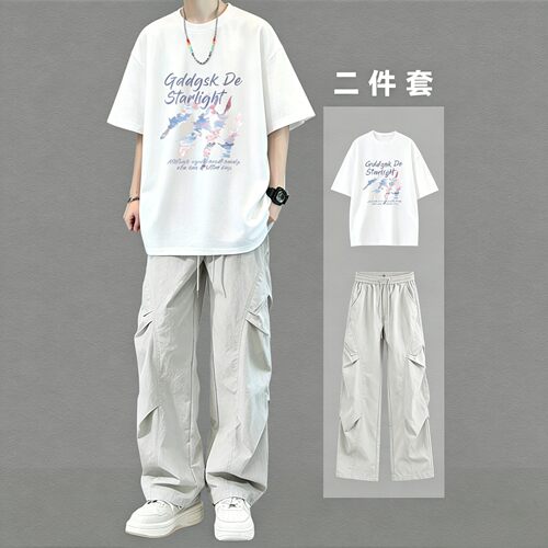 夏季青少年男生短袖T恤休闲套装