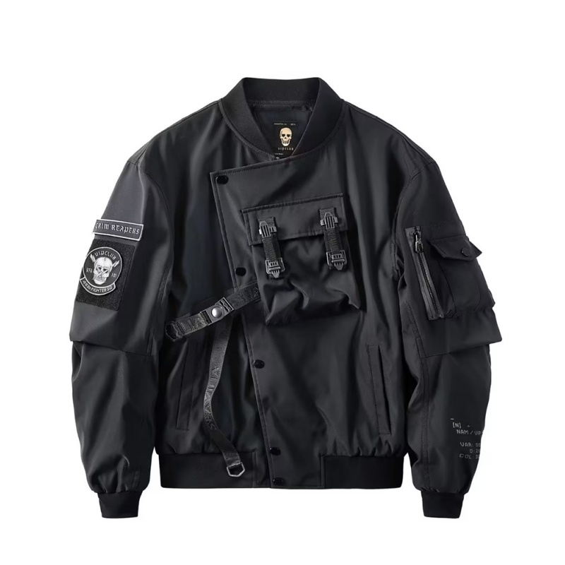 棒球领春秋宽松立体口袋外套