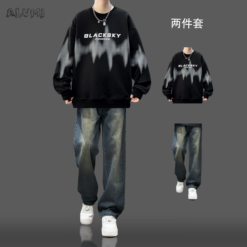 痞帅潮流男生酷帅穿搭卫衣套装