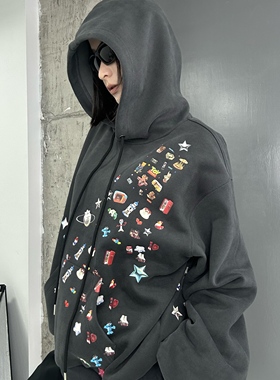 O-DOG 贴纸连帽卫衣 简约街头百搭舞蹈秋冬潮酷运动男女通款odog