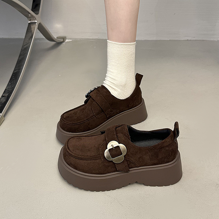 厚底松糕小皮鞋女增高小个子单鞋