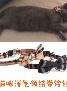 猫咪项圈猫铃铛奶猫项圈蝴蝶结围脖无声日系带铃铛可爱猫咪领结