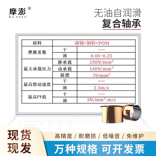SF-1F铜套铜衬套翻边无油复合轴套自润滑轴承耐磨内径30 35 40mm