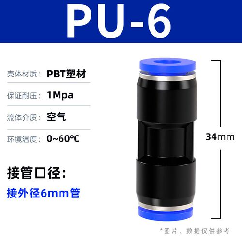 气动快速接头快接快插气管PU直通PE PY三通PG PEG PW变径配件大全