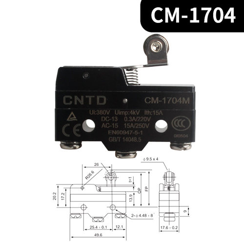 CNTD昌得微动限位开关TM/ CM-1704 1705 1701 1306 1307 1308行程