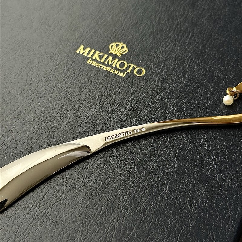 直采MIKIMOTO御木本天然海水珍珠蝴蝶结餐具搅拌棒咖啡勺