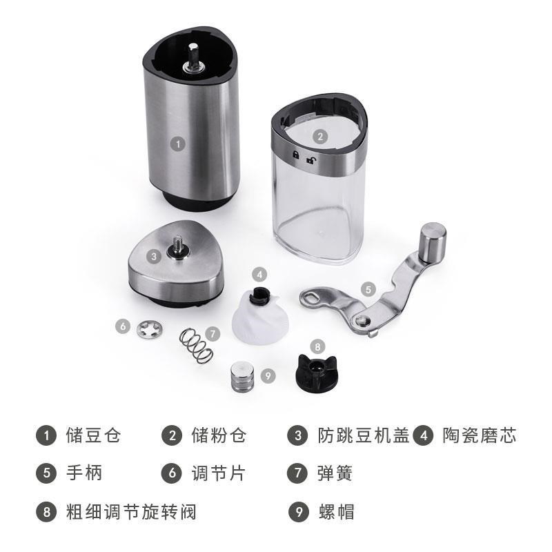 新款三角形手摇咖啡机 不锈钢家用手摇咖啡磨豆机咖啡磨 货源