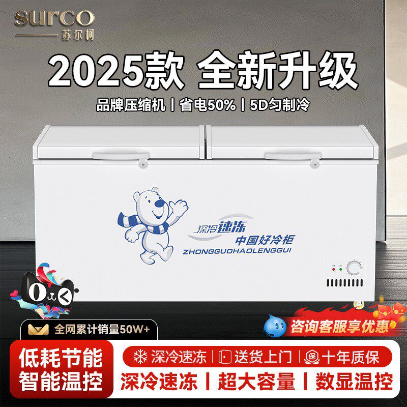大容量冰柜商用冷藏展示柜冷冻保鲜冰箱家用小型冷冻柜单温雪糕柜