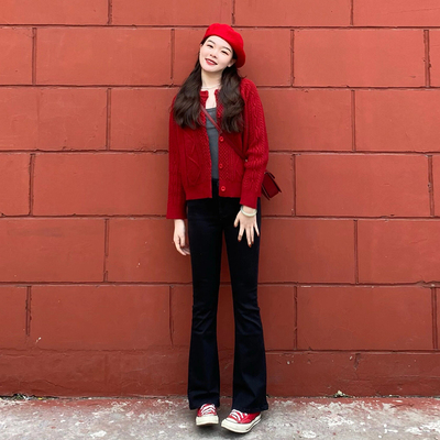 黑色微喇叭牛仔裤女2025年秋冬新款高腰显瘦马蹄裤修身小个子长裤