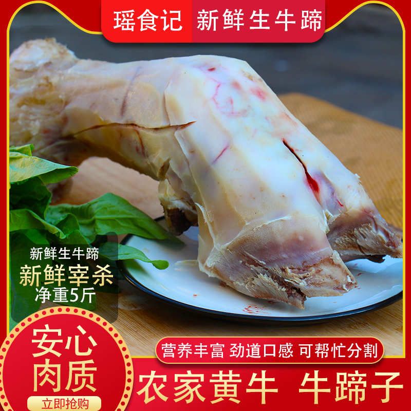 新鲜现杀带骨黄牛蹄子5斤牛蹄筋牛脚蹄筋牛爪整只红烧凉拌牛肉