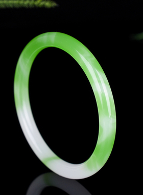 天然缅甸新坑翡翠细圆条玉镯子女款金丝玉飘花旺夫手镯子手环包邮