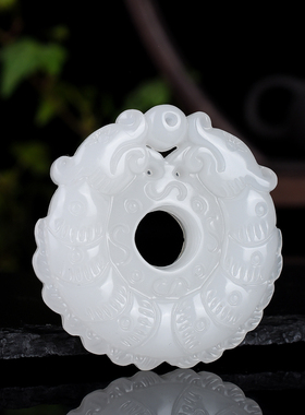 玉器新疆和田玉双貔貅双面镂空吊坠白玉时来运转挂件项链玉坠