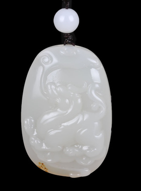 玉器新疆和田玉貔貅把件 籽料白玉貔貅手把件避貔貅把玩件