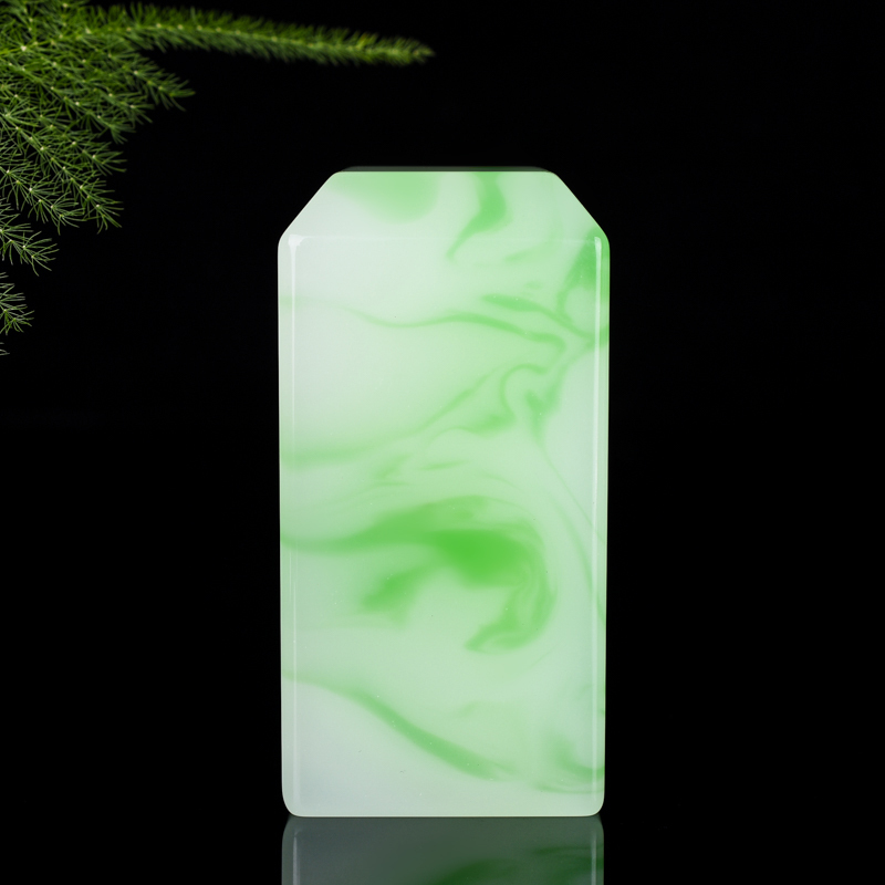 和田玉印章玉石翡翠色青花玉印章料摆件藏书篆刻收藏摆件手把件