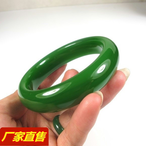 玉器A货新疆和田玉昆仑碧玉手镯菠菜翡翠绿手镯项链女