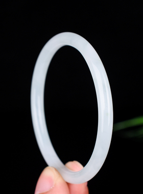 天然实心包邮新疆和田金丝玉冰种飘花女玉镯子天山翠圆条细条手镯