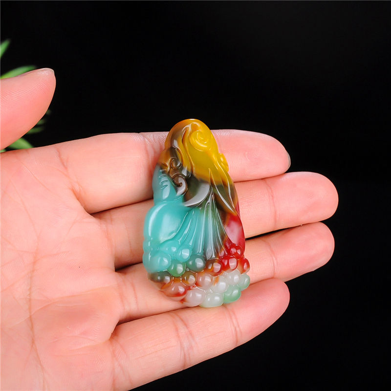 玉器玉器新疆和田玉五彩鸡血石挂件红白玉黄玉男女款玉兰花朵