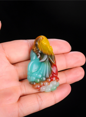 玉器玉器新疆和田玉五彩鸡血石挂件红白玉黄玉男女款玉兰花朵