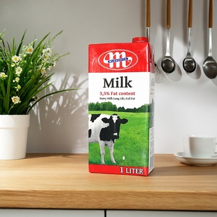 3箱装 进口烘焙餐饮西餐纯牛奶 大M全脂纯牛奶1L波兰原装