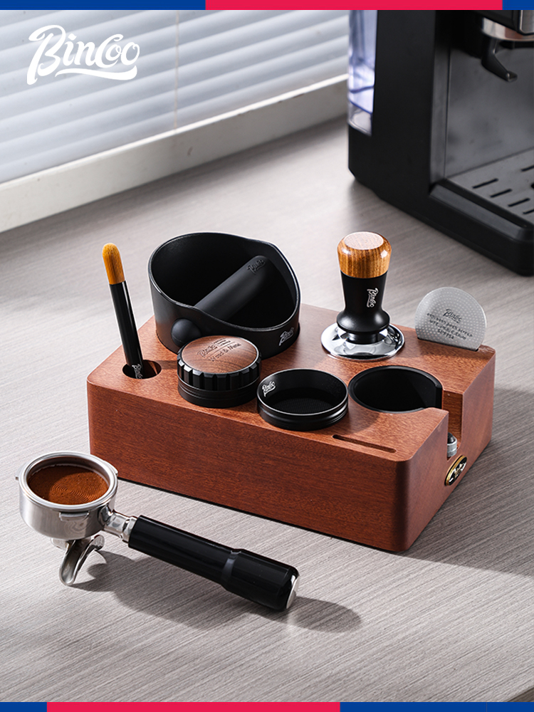 Bincoo实木咖啡机压粉底套装意大利手柄配套粉末分配器粉末锤工具
