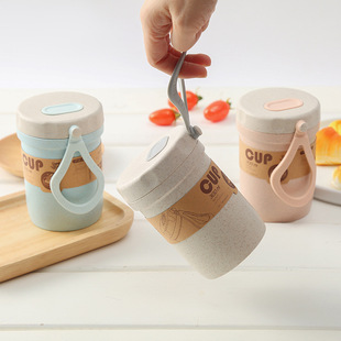 新款 小麦秸秆杯麦香杯便携随手杯奶茶燕麦水杯早餐小汤杯一件小