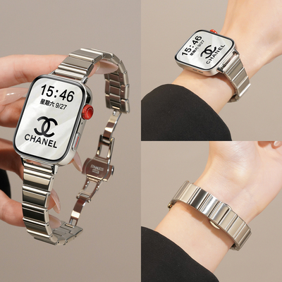 适用华为FIT4表带FIT3手表智能腕表FIT4pro小蛮腰钢带watchfit4春夏watch四代手环腕带金属fit2钢表链女配件