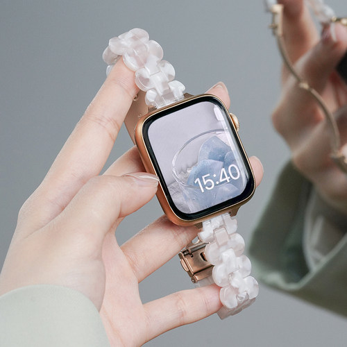 适用华为watch fit4手表椭圆树脂4pro表带fit3运动智能手环fit2女new雅致版女生透明彩虹表链透气夏天腕带