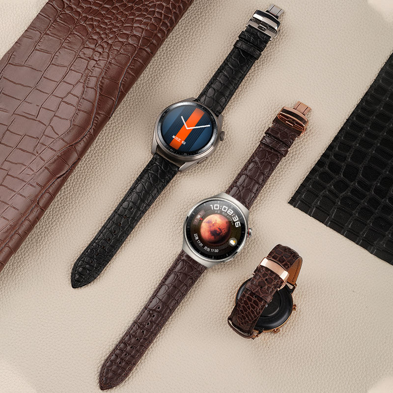 适用华为watch4手表4pro美洲鳄鱼皮表带GT4/3运动智能GT2新款Pronew高级2E透气GS3荣耀magic运动男女款腕带