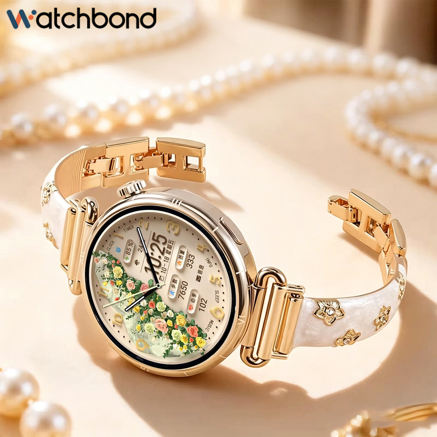 适用oppowatchx3 mini表带x2mini滴胶金属三叶镶钻弯片oppo3迷你腕带运动2代智能3女生18mm夏高级感表链