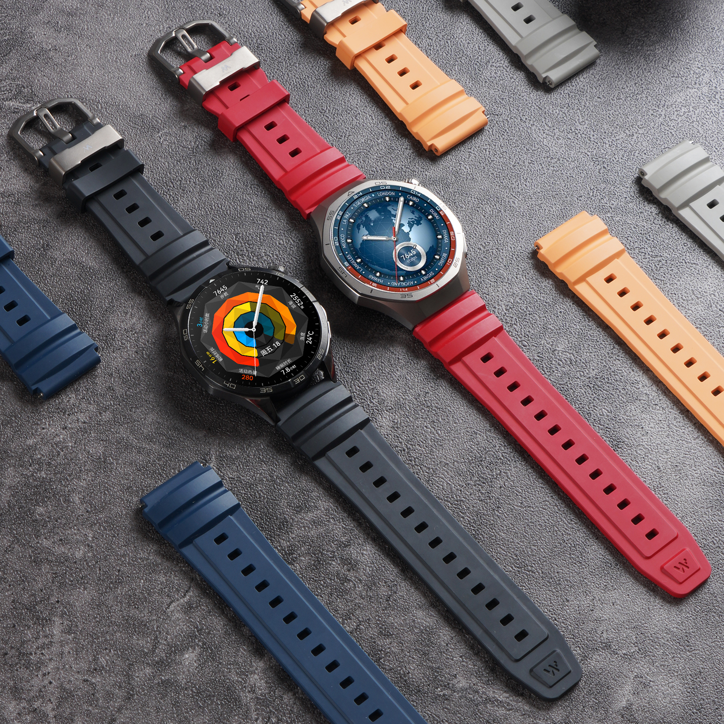 适用华为GT5pro手表带watchgt5野径氟橡胶FKM钛合金扣腕表带watch5运动GT4智能watch4pro男士GT3高级GT2夏季