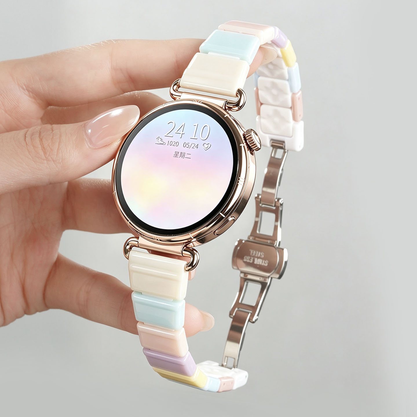 适用华为GT7手表带18mm亚克力间硅胶腕GT6表带GT5运动4智能5pro女生watch5夏季42透气41表链高级糖果色