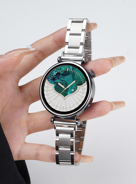 适用华为GT4手表新款GT5/Pro不锈钢三珠表带41mm女生运动watchgt4智能高级感夏天金属表链透气窄边钢带