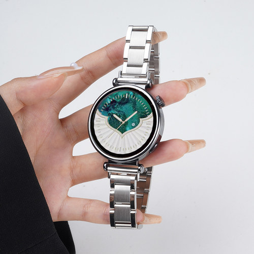 适用华为GT4手表新款GT5/Pro不锈钢三珠表带41mm女生运动watchgt4智能高级感夏天金属表链透气窄边钢带