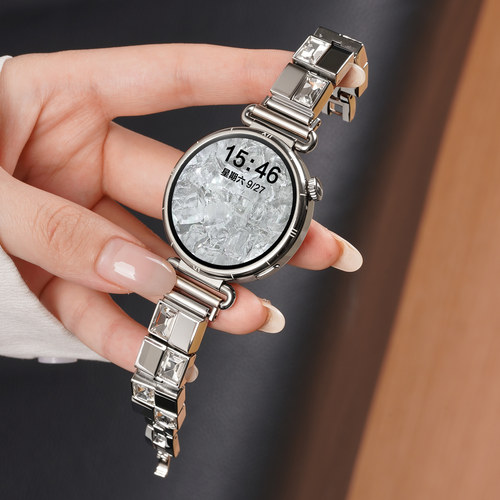 适用华为GT6手表带41mm锌合金冰块钻腕表带GT5运动watch5智能GT4女生3夏季watchgt5pro表链43mm高级感亮晶晶
