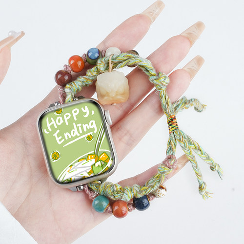 适用OPPOwatch4pro手表watchX2新中式S小青柠表带watch3/pro运动watch2智能五彩流苏新款女生国风表链透气