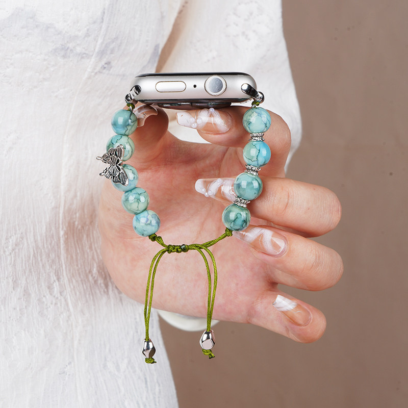 适用华为watchfit4pro手表带fit3手环新中式苍山系绿翠小狐狸表带fit2运动智能fitnew雅致版女生夏天表链透气